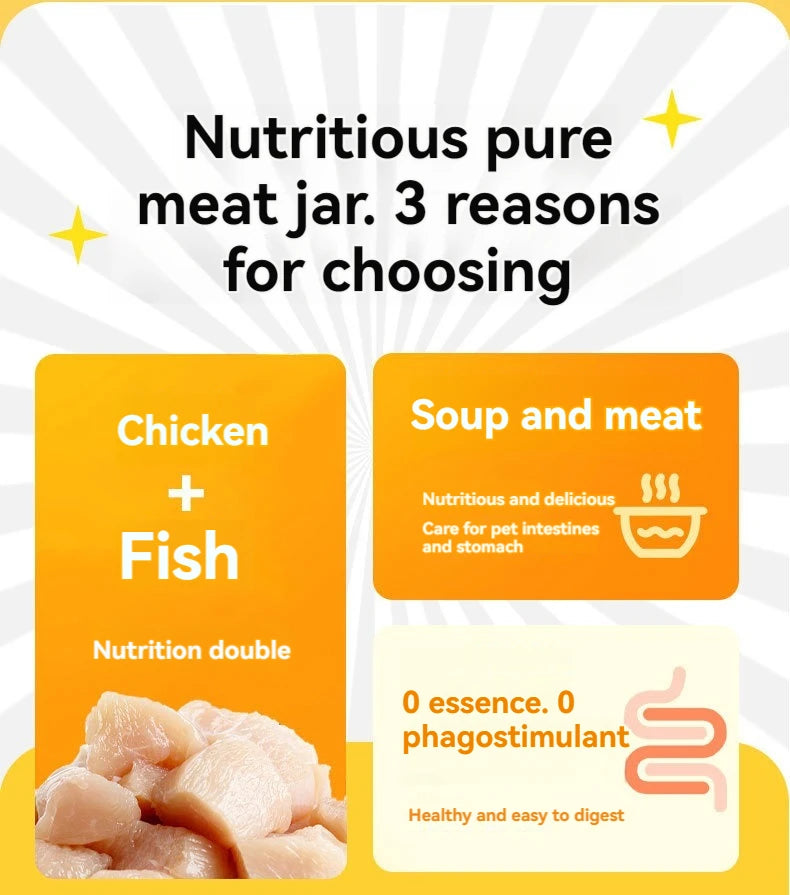 200g Canned cat white meat snack can cat snacks cat staple food young cat fat tuna cod salmon chicken cat wet food pet supplies