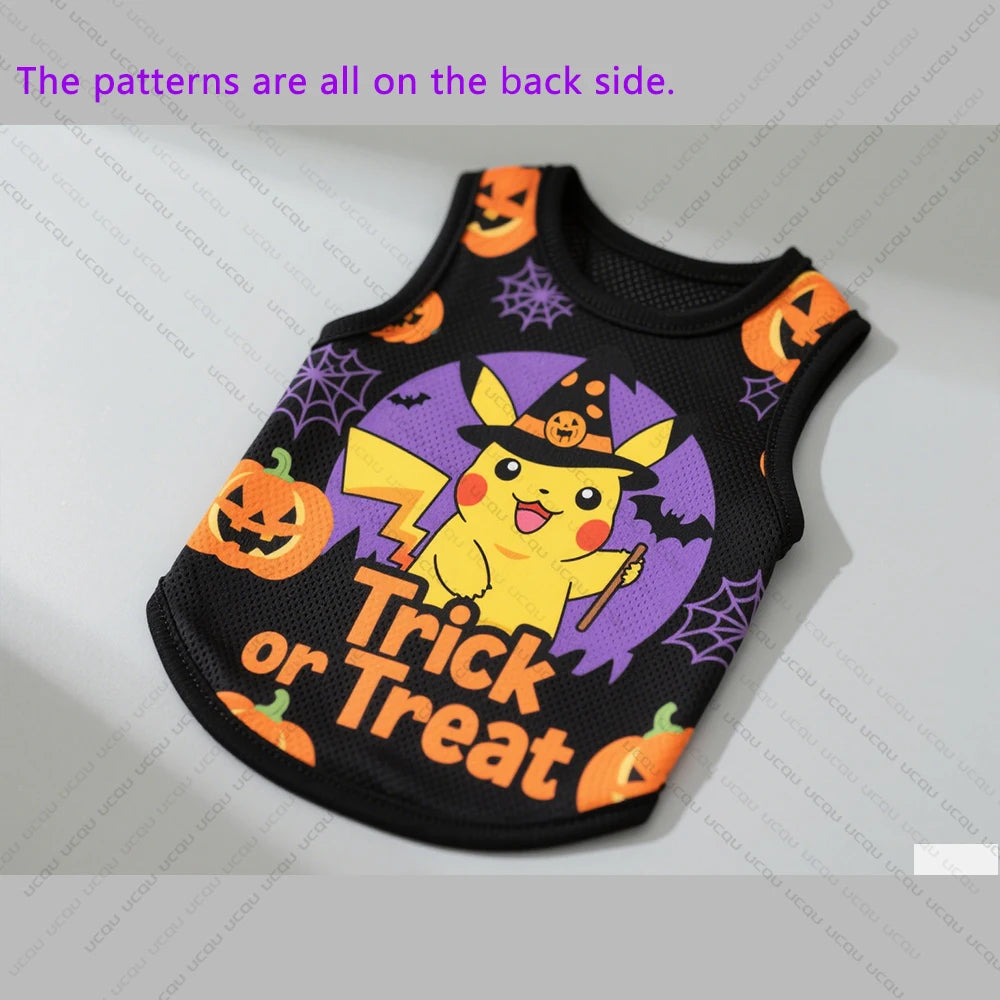 2025 Halloween Pet Cat And Dog Costumes Terrifying Pikachu Patterns Dog Vests Exclusive Halloween Props For Cute Pets