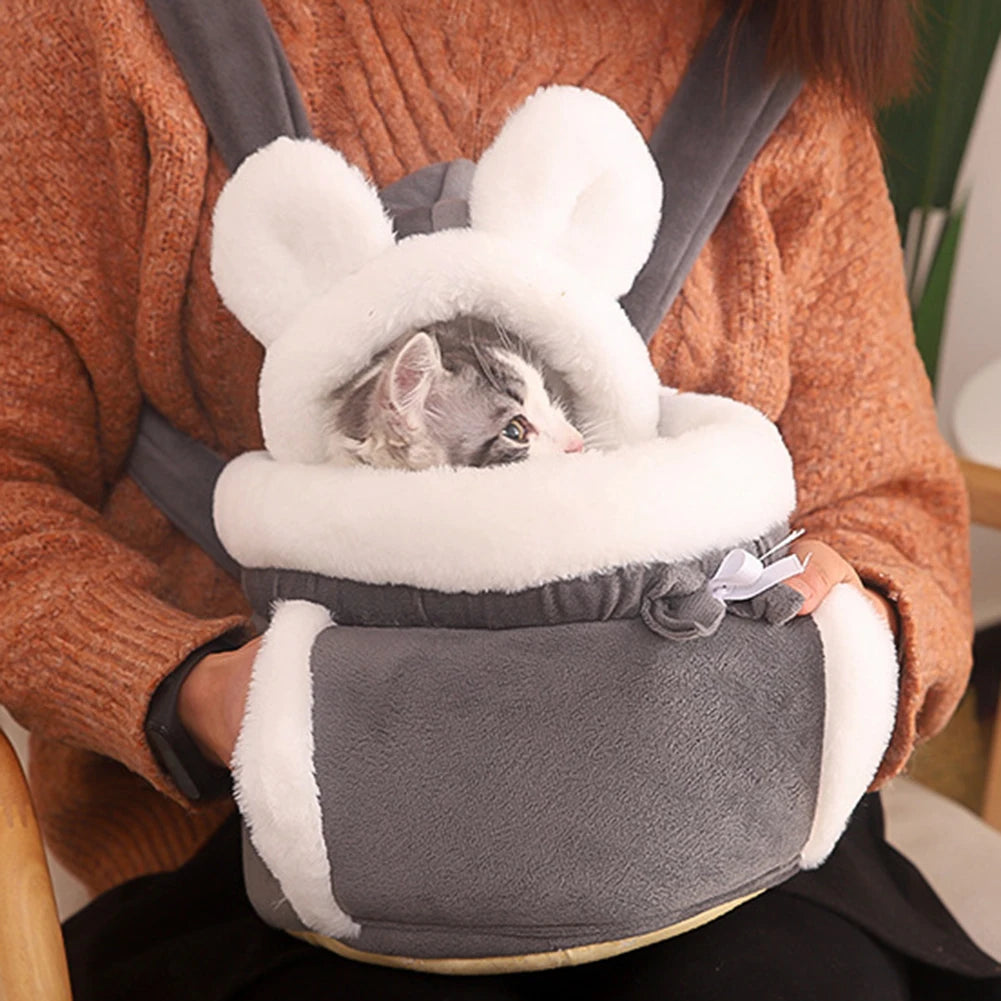 Pet Carrier Bag Cat Dogs Plush Backpack Outdoor Travel Walking Winter Warm Nest Kitten Puppy Hanging Chest Portable Carriers