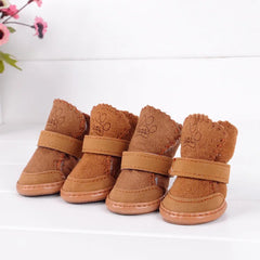 4pcs/set Winter Warm Pet Dog Shoes Anti-slip for Small Medium Dogs Puppy Rain Snow Boots Footwear Cat Dog Walking Sneakers ﻿
