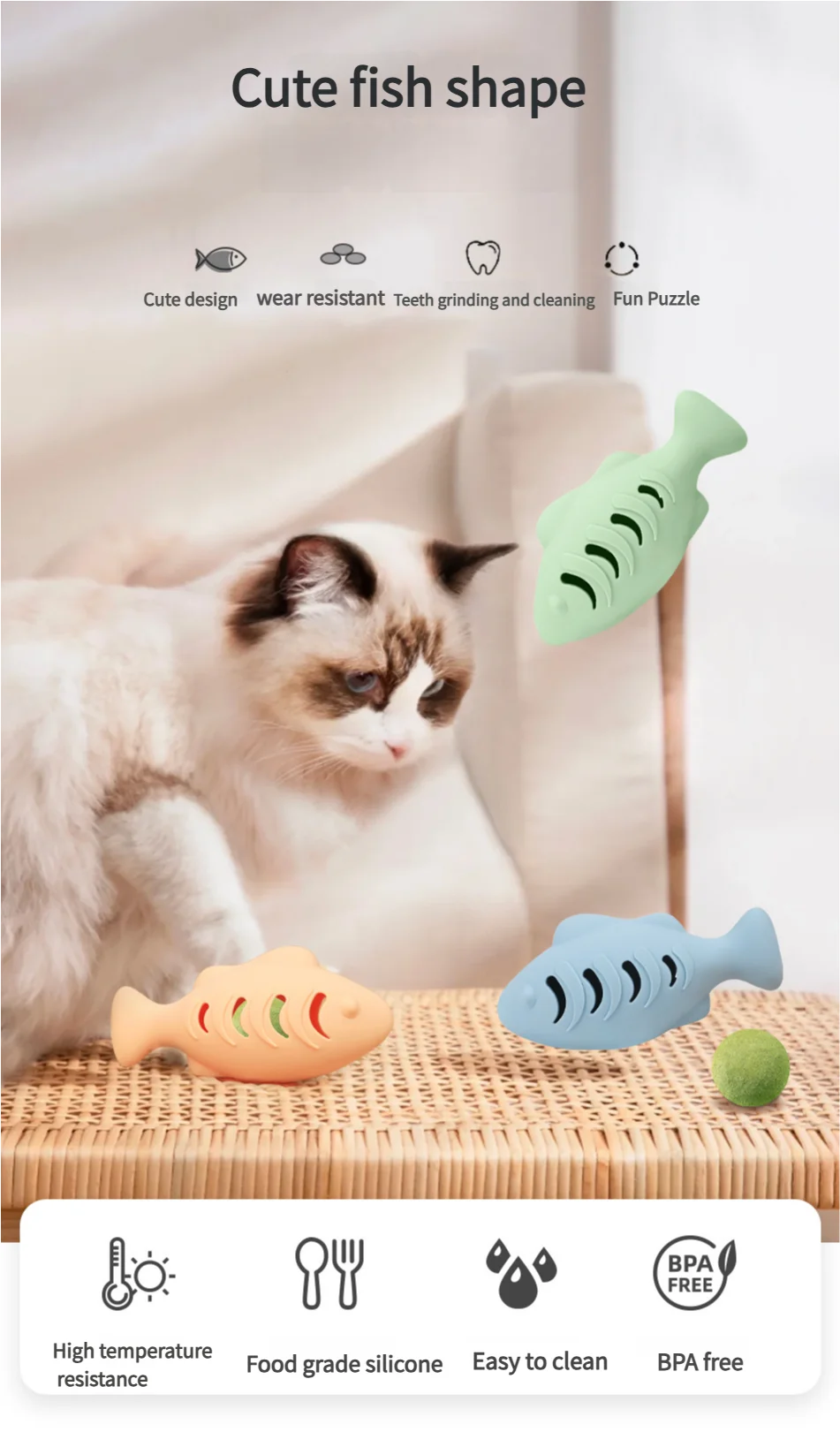 Blue Interactive Cat Toy for Indoor Cats Food Dispenser Feeder with Treat & Catnip Stuffer Feature for Fun And Engaging Pet Play