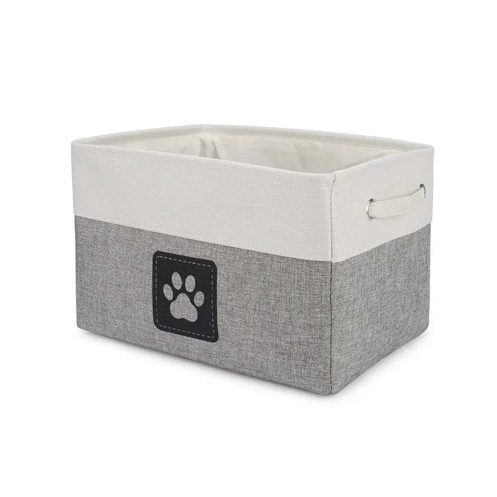 Pet Toy Storage Basket Foldable Paw Dog Cat Clothes Box Accessories Organize Bin