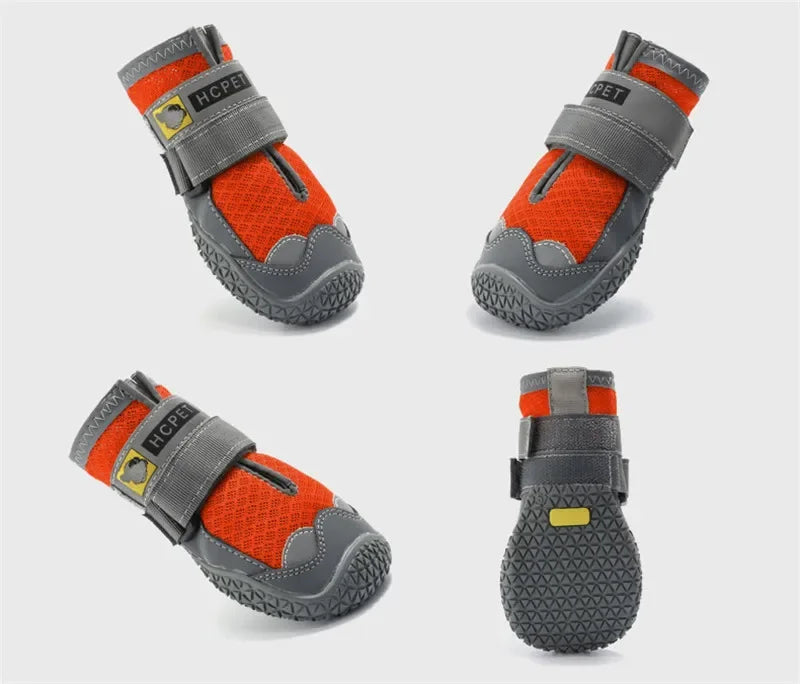 4pcs/set Pet Dog Shoes Reflective Waterproof Dog Boots Warm Snow Rain Pets Booties Anti-slip Socks Footwear For Medium Large Dog