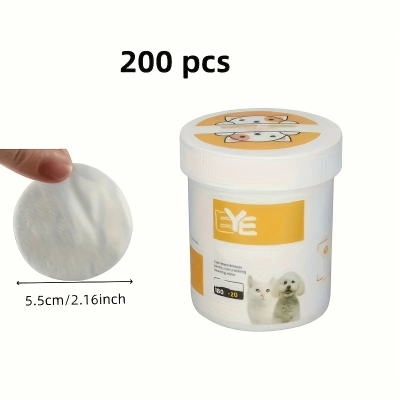 200pcs Soft & Portable Pet Eye Wipes for Dogs & Cats Gentle Tear Stain Remover Cat Dog Ear Cleaning Wipes All Breed Sizes
