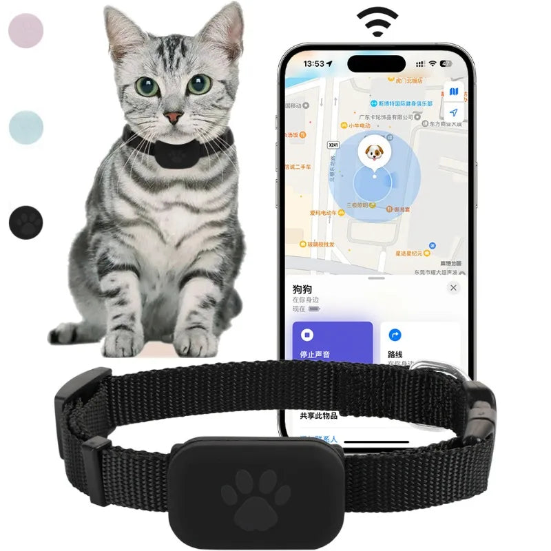 Pet Bluetooth GPS Tracker Collar – Anti-Lost Cat & Dog Locator with Movement Alerts, Waterproof, Mini Size