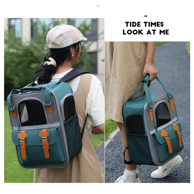 Pet Carrier Backpack for Cats Three-Sided Breathable Thickened Wear-Resistant Sun-Protective Travel Cat Bag Portable Pet Luggage