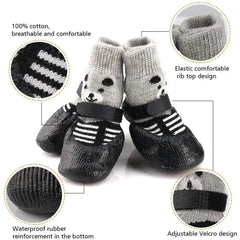 4Pcs Autumn Winter Pet Dog Shoes Socks Waterproof Cat Dog Rubber Socks Non-slip Dog Rain Snow Boots Socks Pet Knitting Warm Sock