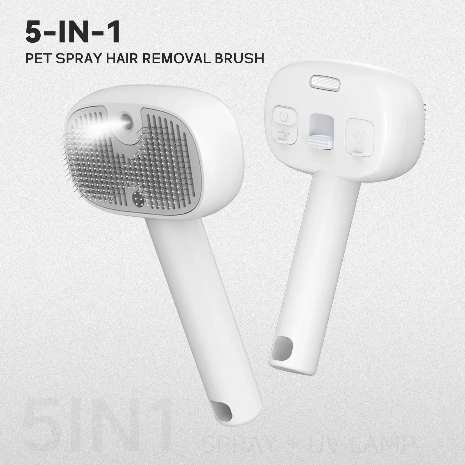 5-in-1 Pet Hair Brush with UV Sterilizer and Mist for Dogs & Cats, Deshedding Grooming Massage Comb, Easy Clean, CE FC Certified