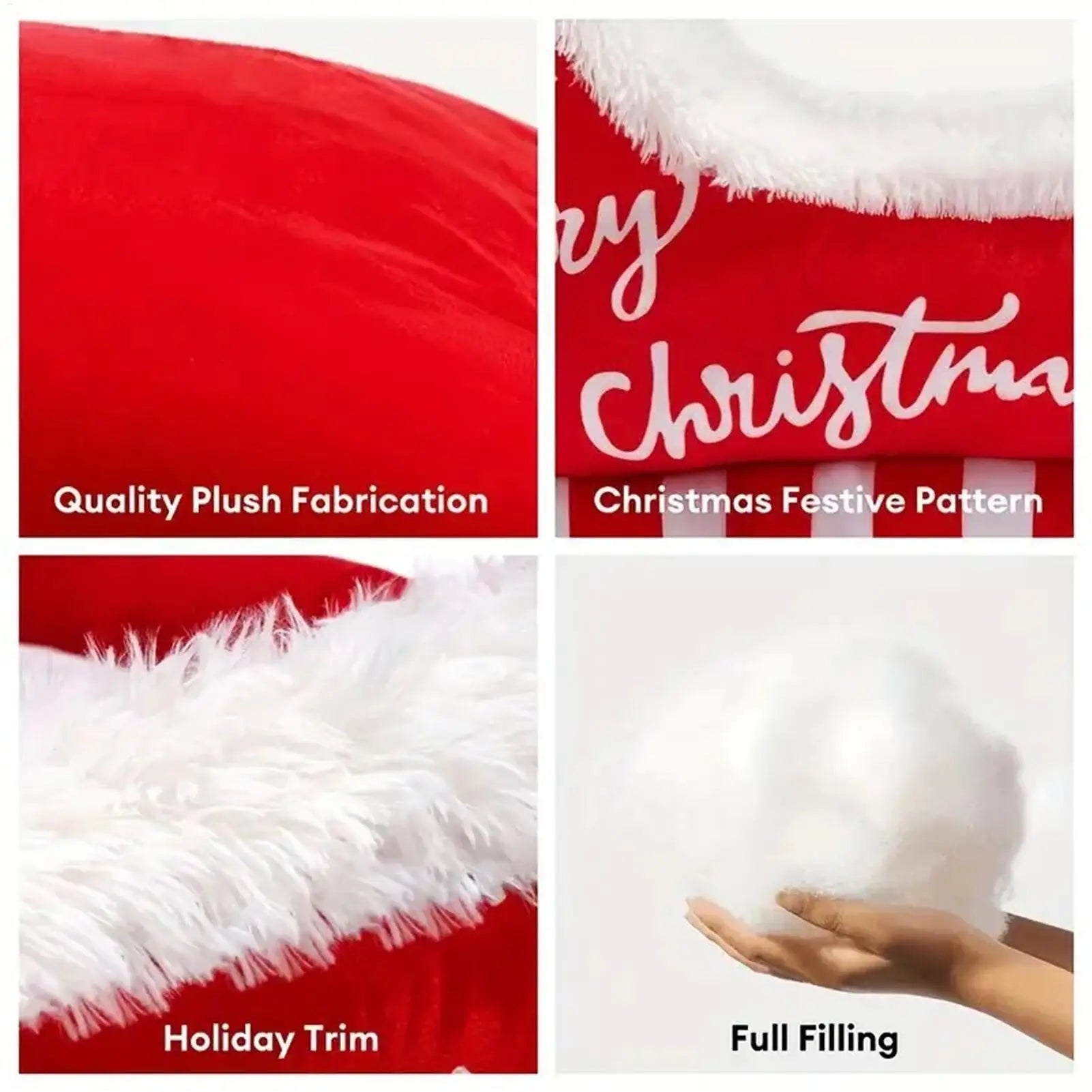 Christmas Cat Bed Cushion Warm with Non-slip Base Washable Dog Bed for Winter Puppy Animal Indoor Outdoor Outside Car Sofa Crate