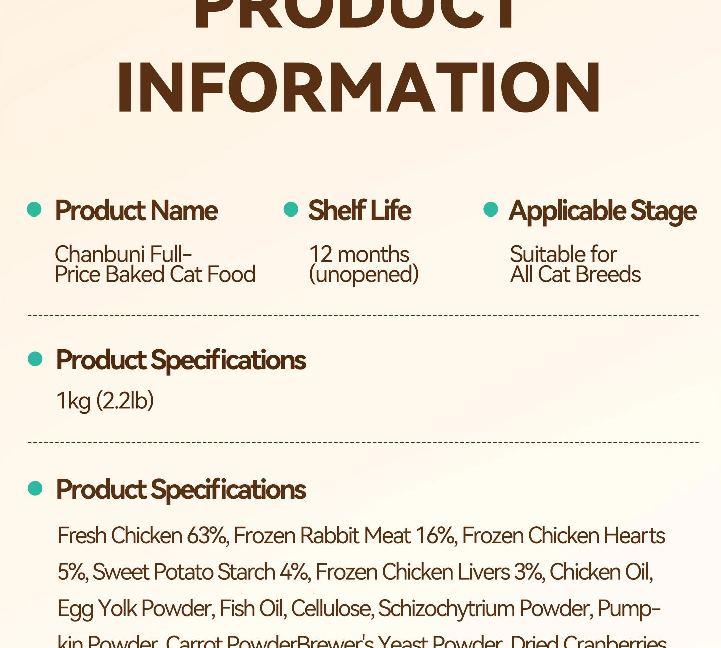 Chanbuni Cat Food Cat Snack Food for Cats Cat Supplies Premium Nutrition for Cats and Carats