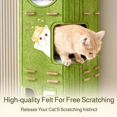 Winter Double Enclosed Cat House Integrated Tree Hole Thickened Felt Cat Litter MultiLayer Scratching Board for Indoor Pet Frame