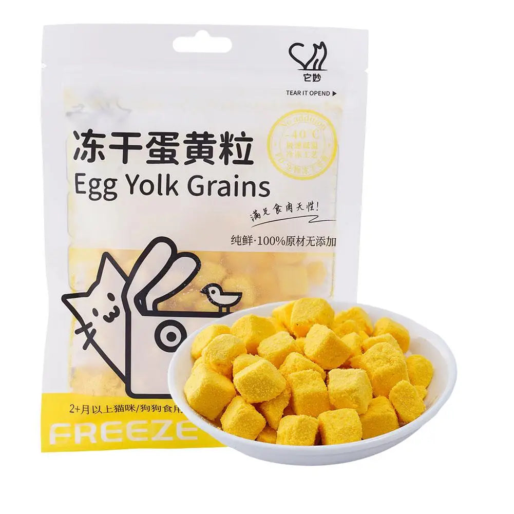 40g Freeze Dried Egg Yolk Granules Beautify Smoothing Hair Cat Pets Freeze-dried Safe To Snacks Food Cat Pet Healthy N9D8