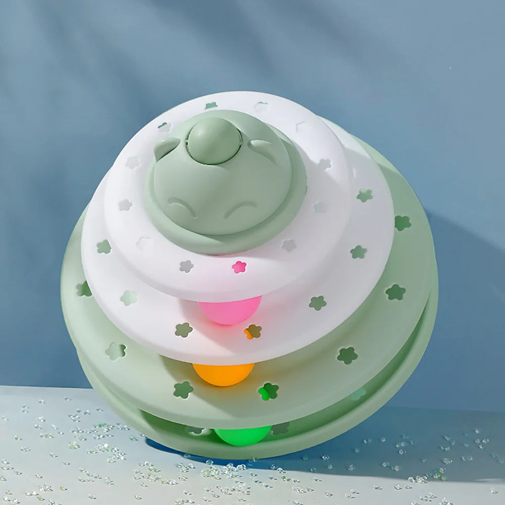 4 Levels Cat Toy Tower Turntable Roller Balls Toys Interactive Intelligence Training Track Puzzle Funny Games Accessories