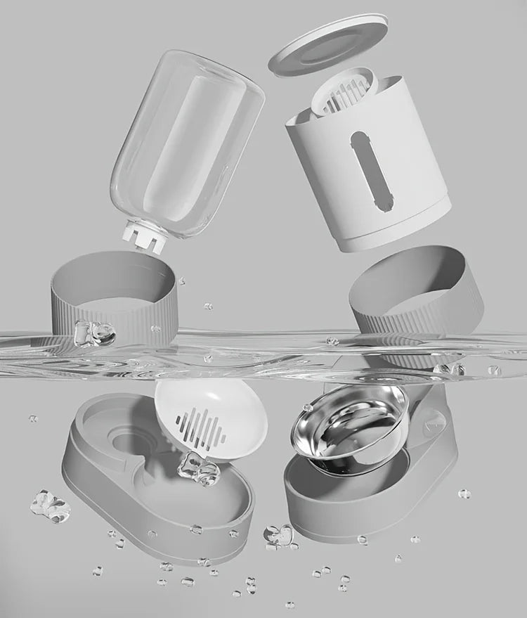 Large Capacity Cat Feeder Automatic Cat Water Dispenser Cat Food Bowl Gravity Food Storage Container for Cats Dogs Pet Supplies