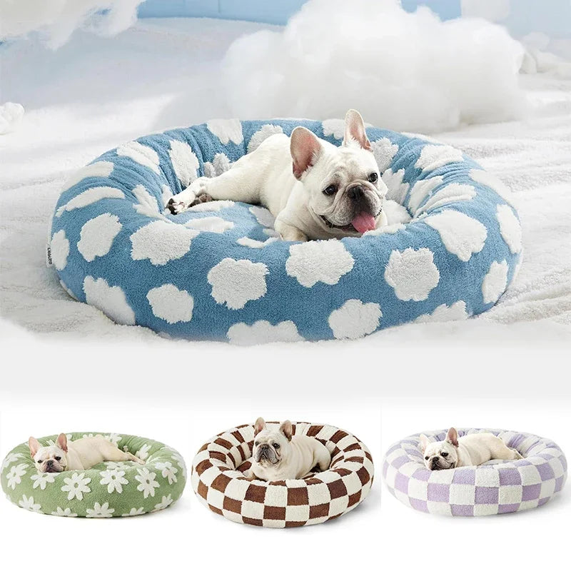 50CM/60CM Round Pet Bed for Dog Cat Bed Super Soft Cats Bed Plush Dog House for Small Dog House Winter Warm Sleeping