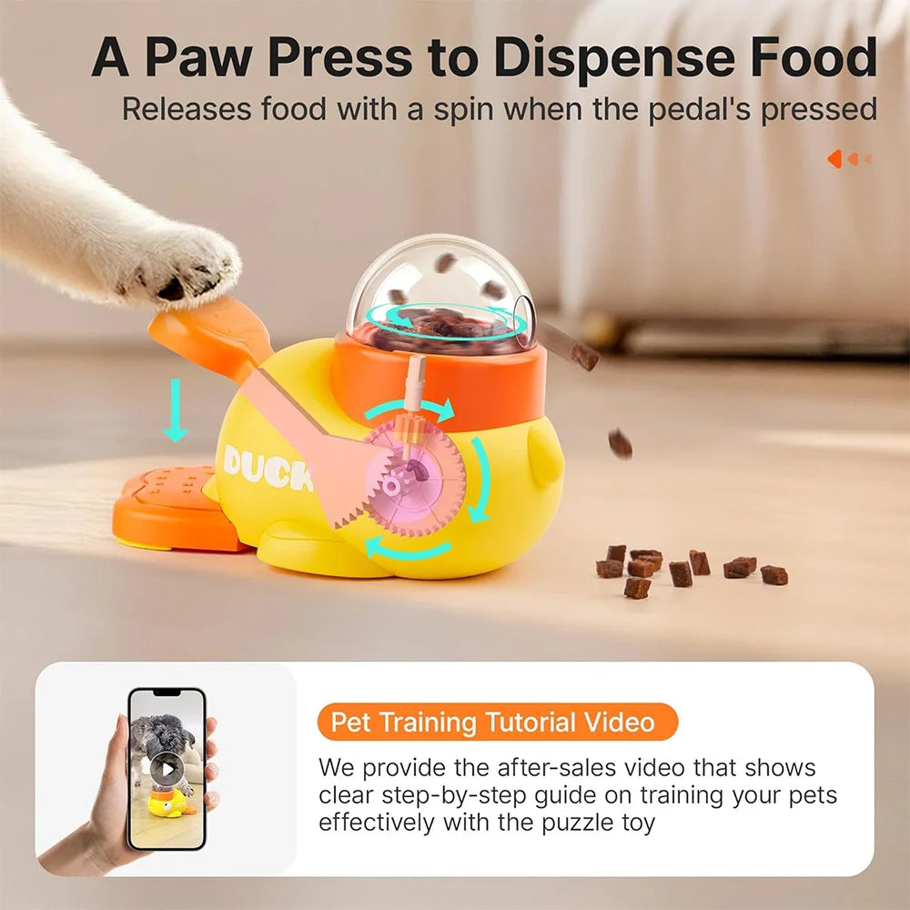 Little yellow duck pet feeding device, cat and dog interactive toy training device, automatic feeder A-DH