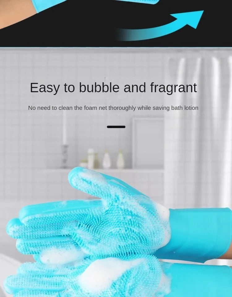 Magic Silicone Body Pet Bathing Gloves for Animal Perfect Bathe Shampoo Dog &Cat Brush Gloves