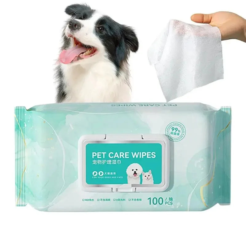 Pet Deodorant wipes 100Pcs Cleaning Tear Stains Decomposition Odor Pure Water Safe Gentle Pet Wipes cleaning wipes for dogs cats