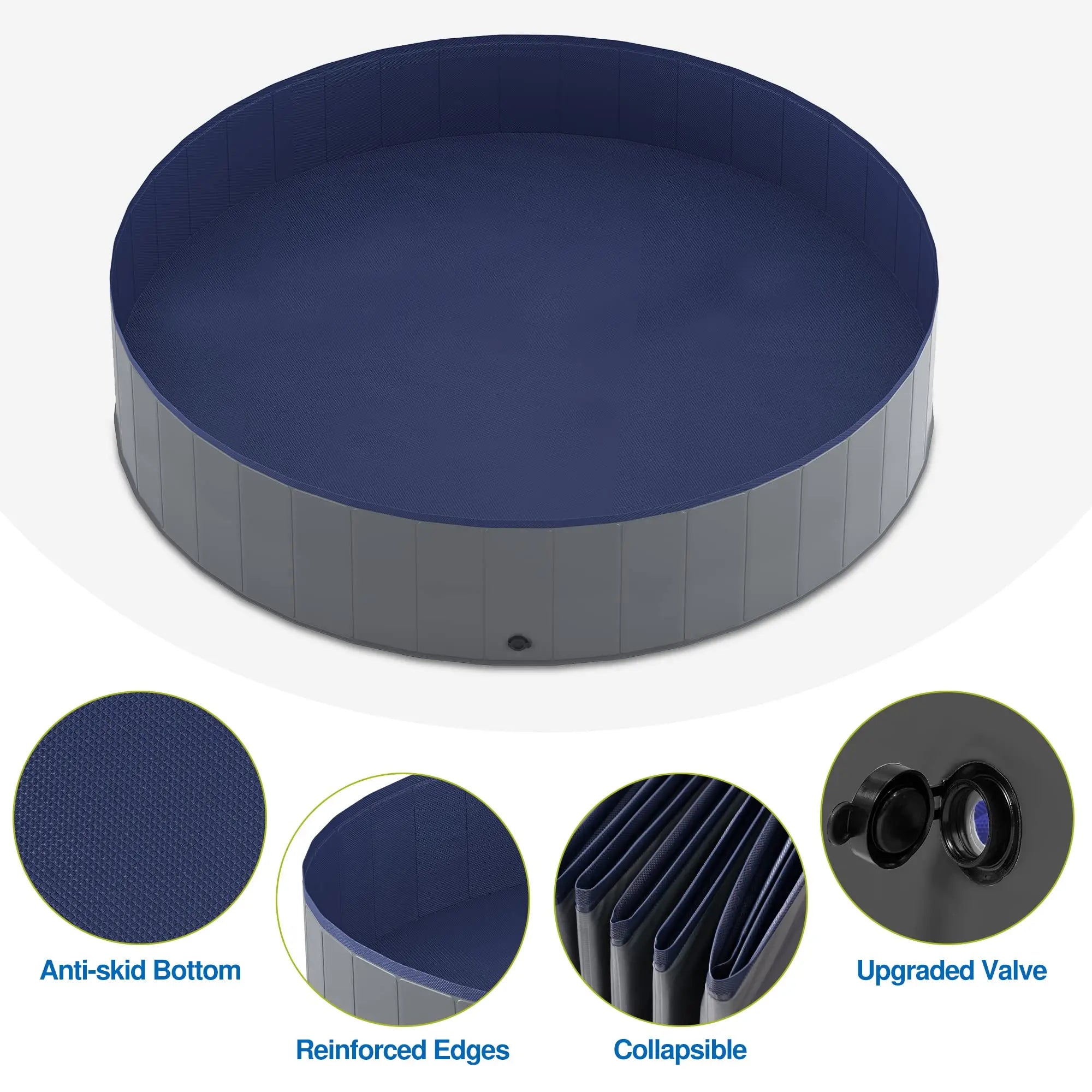 Portable Dog Pool, Foldable Pet Swimming Tub, Anti-Slip Collapsible Pet Bathtub, Hard Plastic Bath Pool for Pets Dogs and Cats