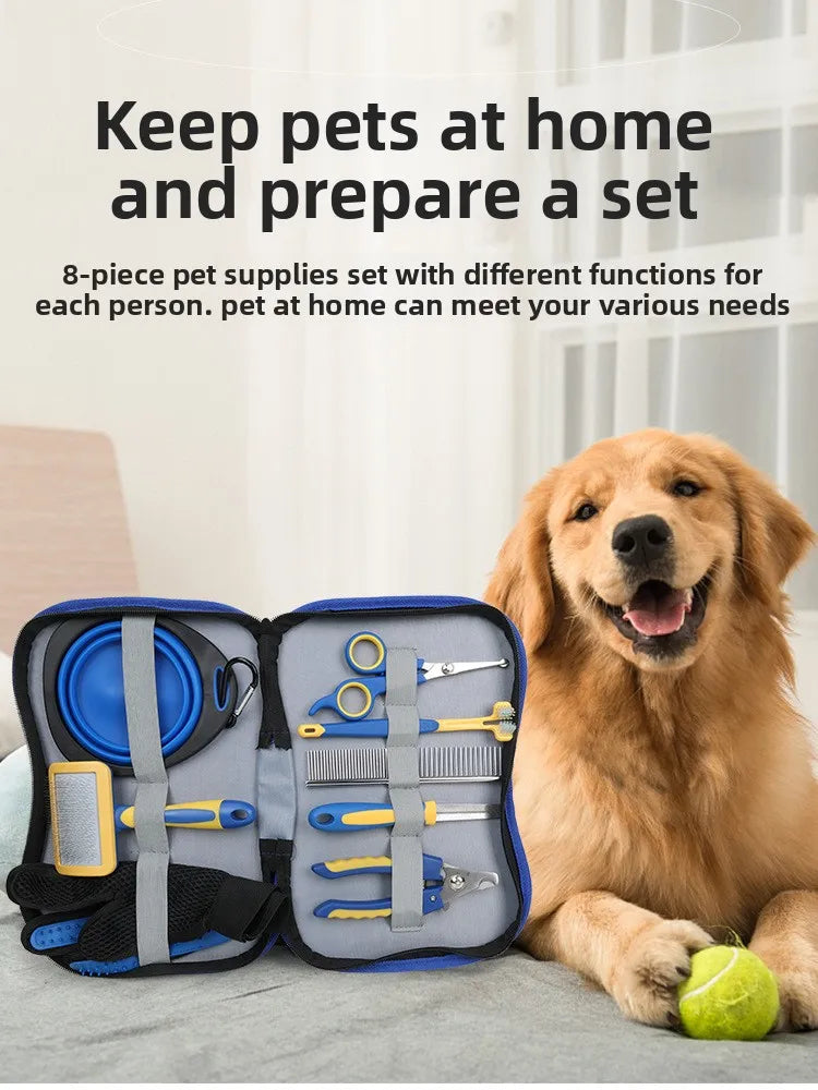 Pet Dog Cat Grooming Products Knotting Comb Straight Comb Nail Clipper File Hair Trimmer Hair Removal Comb Cleaning Beauty Set