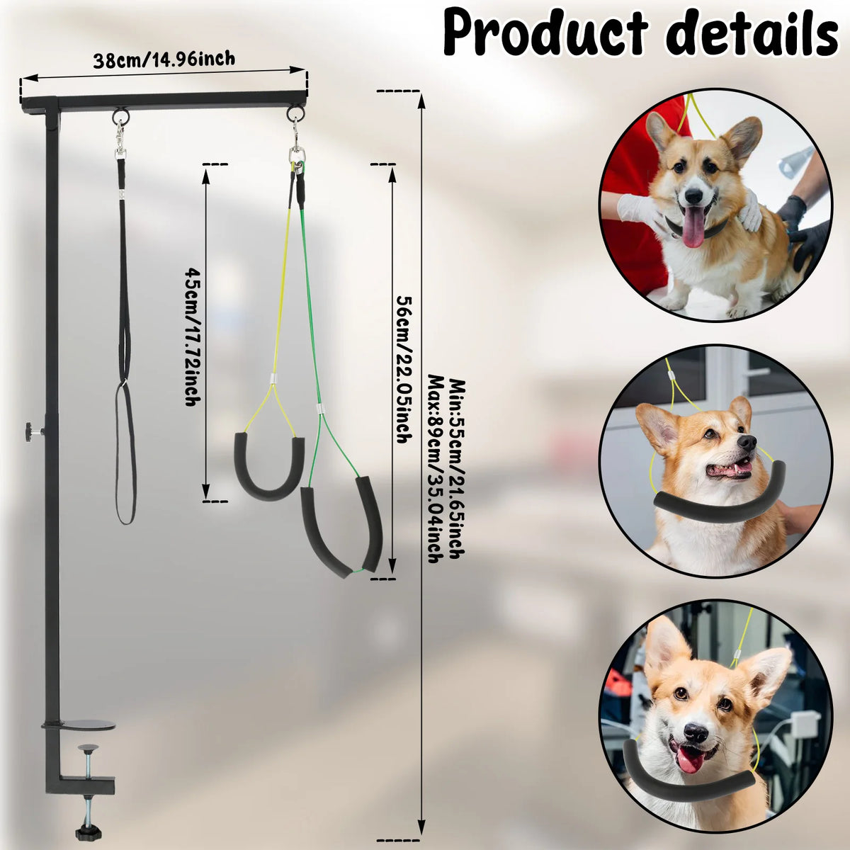 Dog Grooming Table Arm Iron Pet Grooming Stand with Clamp Height Adjustable Fixed Dog Beauty Stand for Pet Nail Clipping Haircut