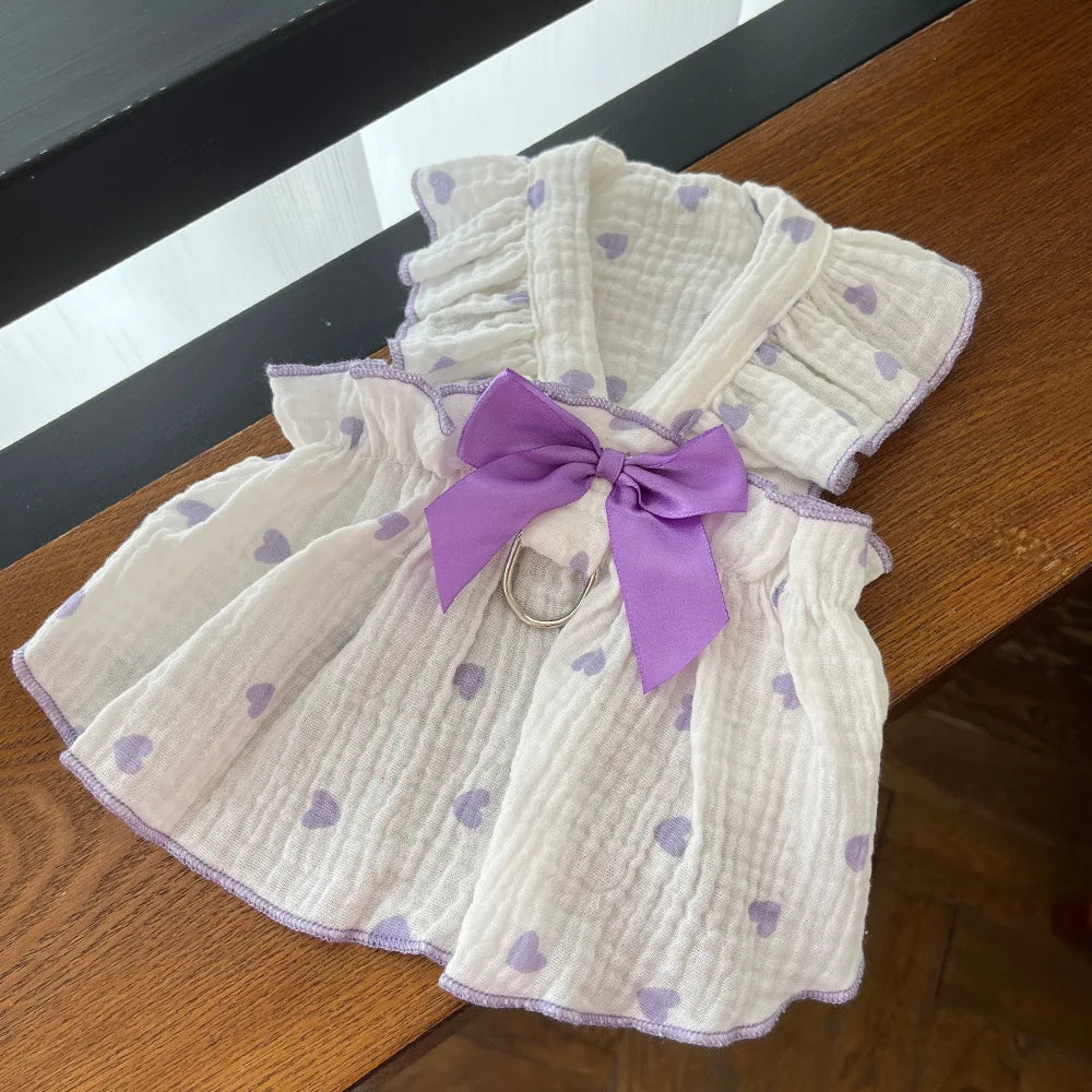 Pet dresses clothes for spring and summer dogs cats teddy bears Pomeranians plush toys  hearts all cotton fabric