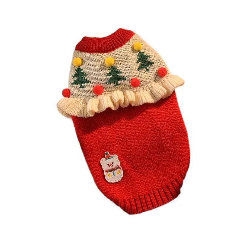 Christmas Pet Cat Costumes Sweater Cute Kitten Santa Claus Clothes For Small Medium Dogs Holiday Party Dress Warm Winter Clothes