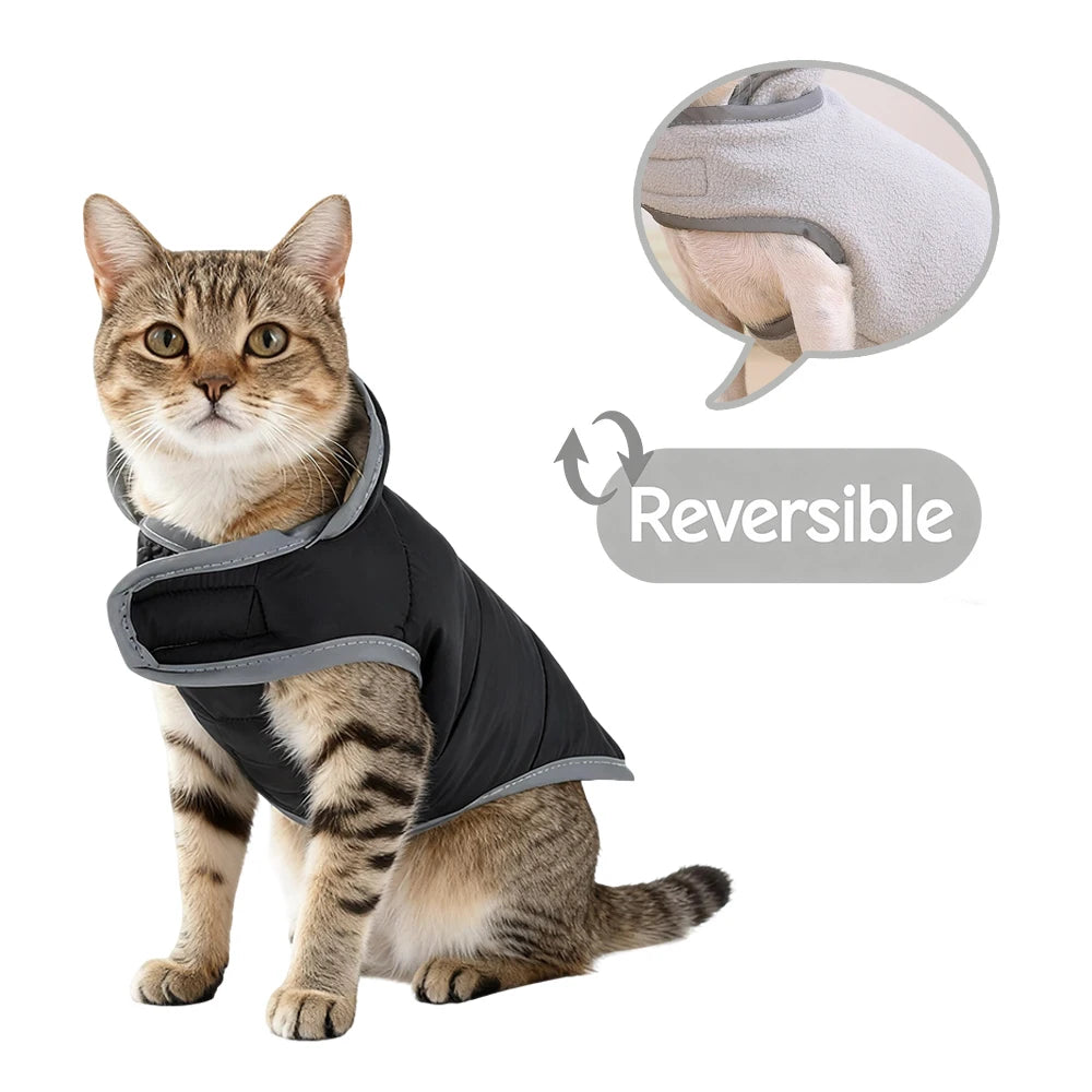 Reflective Pet Clothes Cute Windproof Reversible Kitten Jacket Coat Winter Warm Thicken Fleece Cat Costume For Small Cats Sphynx