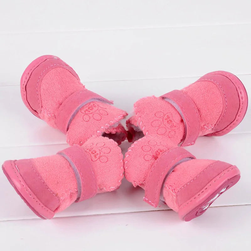 4pcs/set Winter Warm Pet Dog Shoes Anti-slip for Small Medium Dogs Puppy Rain Snow Boots Footwear Cat Dog Walking Sneakers ﻿