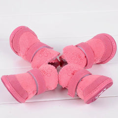 4pcs/set Winter Warm Pet Dog Shoes Anti-slip for Small Medium Dogs Puppy Rain Snow Boots Footwear Cat Dog Walking Sneakers ﻿