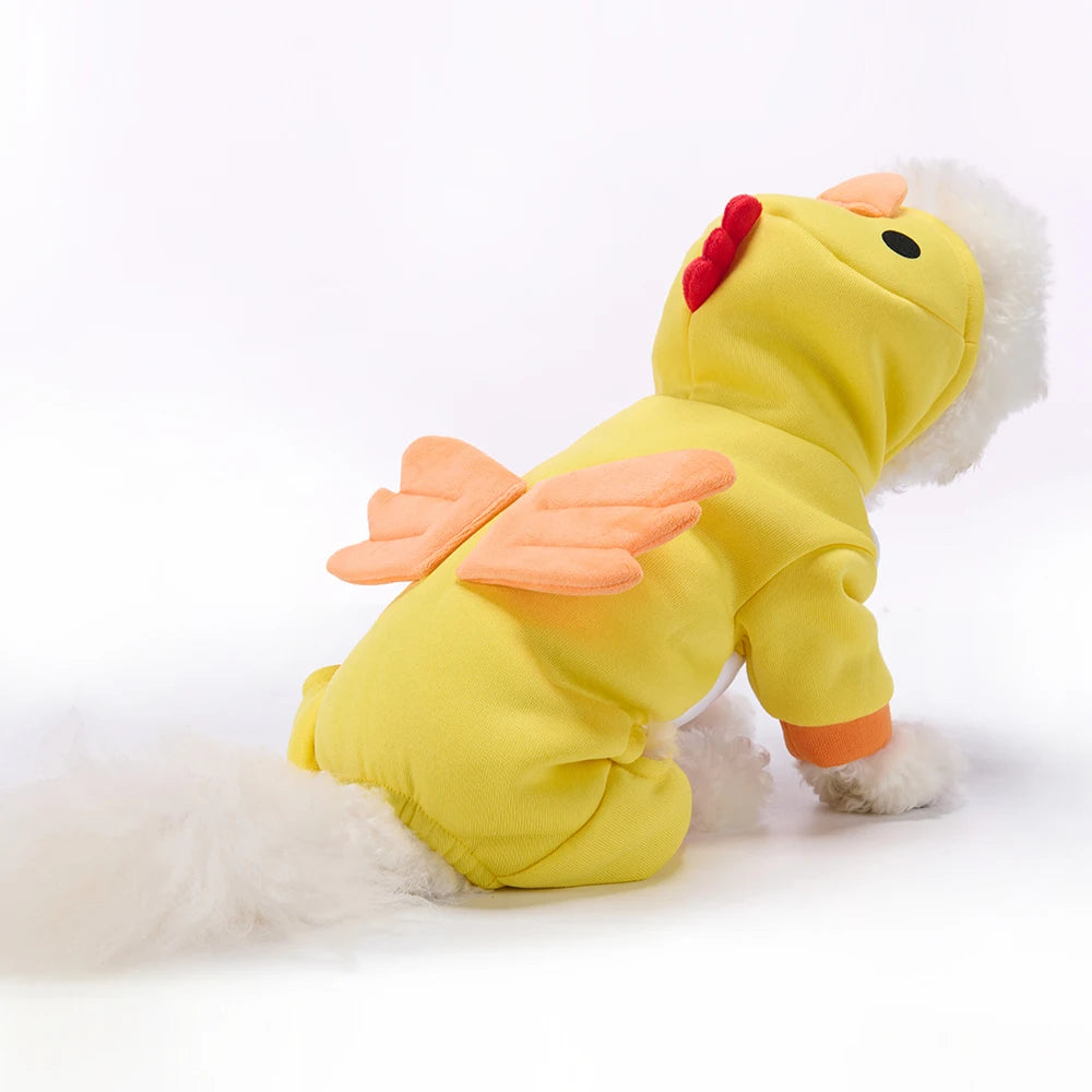 Dog Clothes Little Yellow Chicken Autumn/Winter Christmas Halloween Pet Costumes Holiday Party Bulldog Teddy Pet Apparel