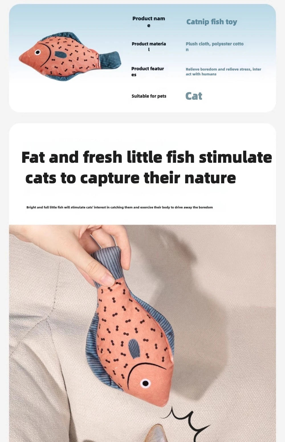 Simulation Fish Interactive Chew Toy for Cat, Catnip Toys, Pillow Toys for Kitty, Various styles，cute. Durable, premium