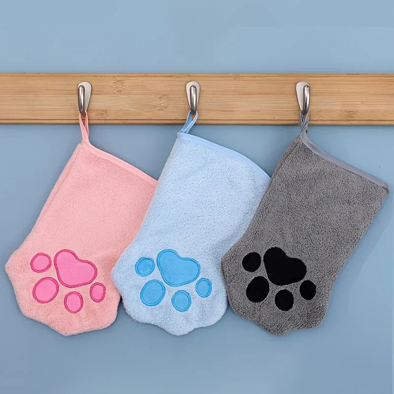 Quick drying Dog Bath Gloves Pet Grooming Gloves Multicolor Soft Absorbent Paw Print for Dogs Cats, Bathing Drying Essentials
