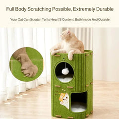 Winter Double Enclosed Cat House Integrated Tree Hole Thickened Felt Cat Litter MultiLayer Scratching Board for Indoor Pet Frame
