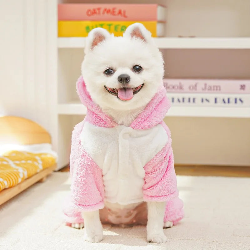 New Small Dinosaur Transforming Dog Clothes Autumn Winter Flannel Warm Teddy Cat Pet Clothes Dog Jumpsuits Rompers