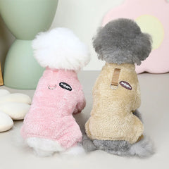 Pet Dog Leash-attachable Plush Sweater Jacket Winter Warm Cat Teddy Chihuahua Clothes Outfits Apparel Cute Outdoor Accessories