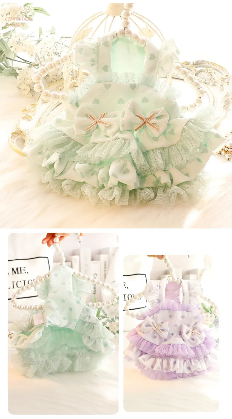 Dog clothes spring and summer thin cat princess skirt tutu skirt suspender lolita small dog teddy pet