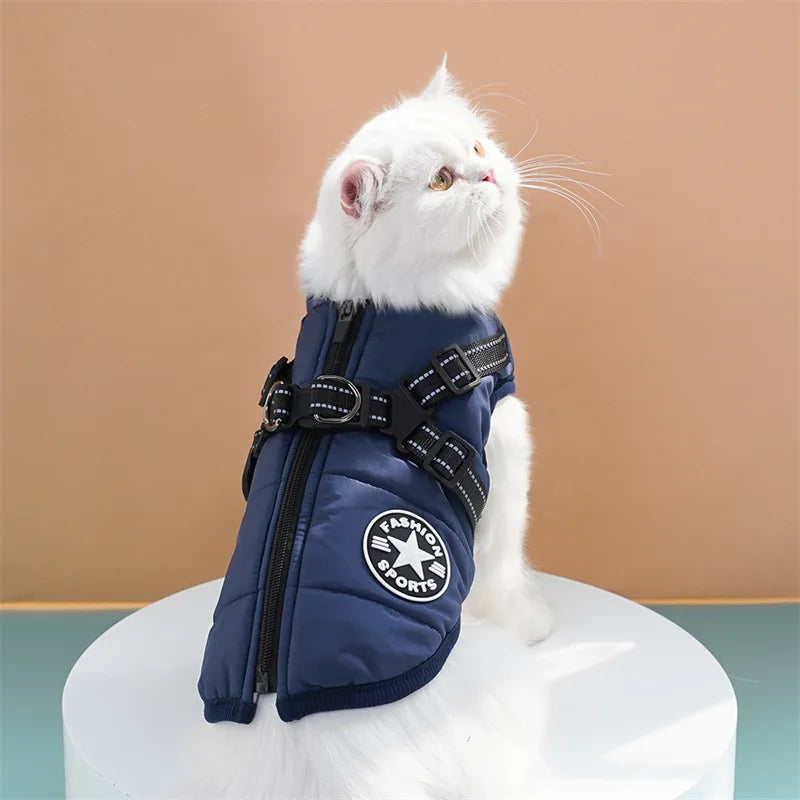 Thick and warm pet clothes, dog and cat cotton coats, winter chest and back, cat cotton vests, dog supplies