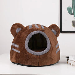 Winter Deep Sleep Comfort Cat Bed Cute Bear Head Shape Nest Pets Tent Cozy Cave for Cats House Soft And Self Warming Kitten Beds