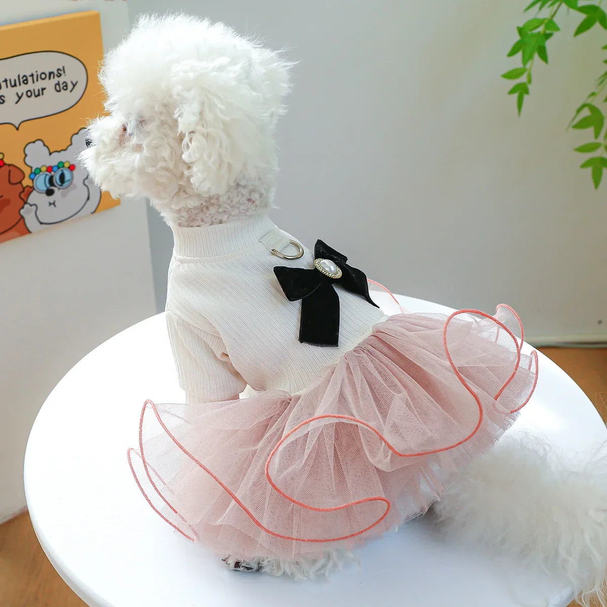 Spring Summer Pet Dog Cat Puppy Tutu Princess Dress Printed Lace Dog Skirt Pet Apparel Dog Dress