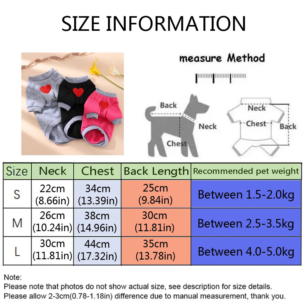 Medium Cat Sweater for Taddy Yorkshire Winter Warm Small Dog Hoodie Love Medium Thickened Cute Puppy Bipedal Clothes Accessories