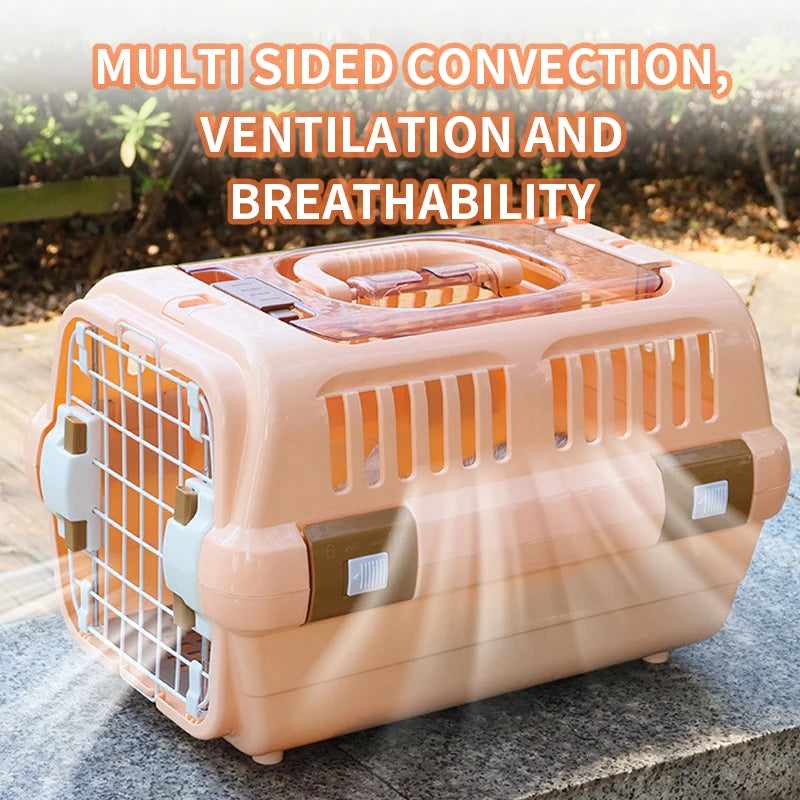 Outdoor Portable Cat Carrier Box Large Capacity Pet Aviation Box Cats Transport Cage Breathable Solid For Dog Cat
