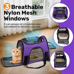 Dog Carrier for Small, Medium Pet Carriers Up to 15Lbs Cat Carrier Soft-Sided Puppy Cat Bag Portable Foldable Airline Approved