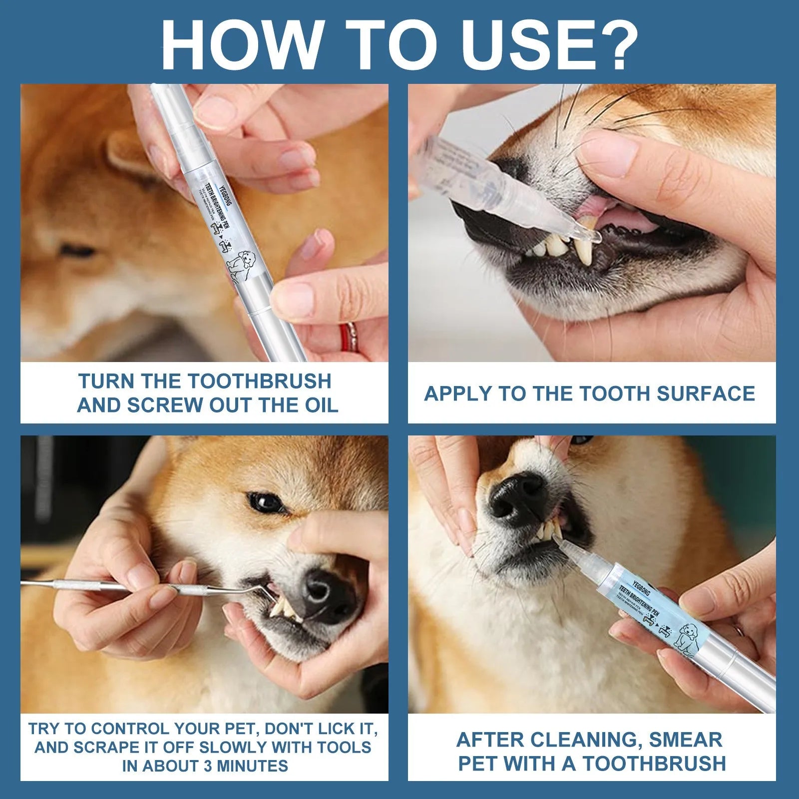 Pet Teeth Cleaning Pen Dog Teeth Cleaner Fresh Breath Cat & Dog Tartar Softening Shedding Pet Toothbrush & Toothpaste All-In-One