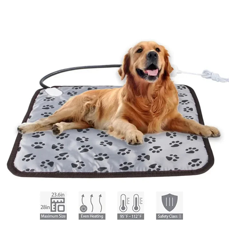 Pet Heating Pad with Adjustable Temperature – Waterproof Electric Heated Mat for Dogs & Cats | 3–9 Gear Timer Winter Bed