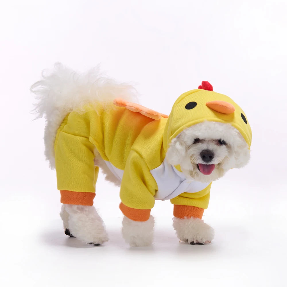 Dog Clothes Little Yellow Chicken Autumn/Winter Christmas Halloween Pet Costumes Holiday Party Bulldog Teddy Pet Apparel
