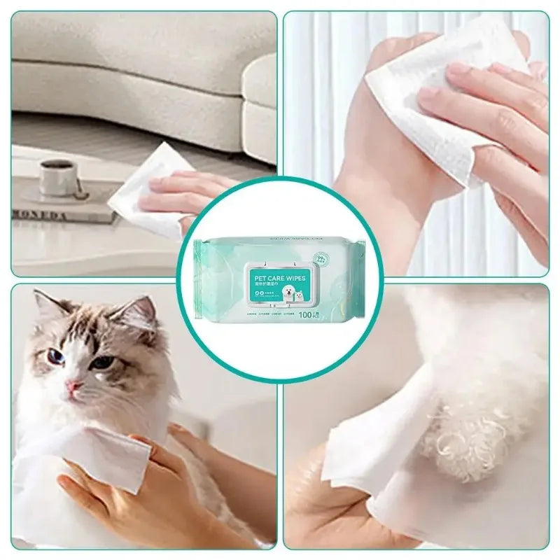 Pet Deodorant wipes 100Pcs Cleaning Tear Stains Decomposition Odor Pure Water Safe Gentle Pet Wipes cleaning wipes for dogs cats