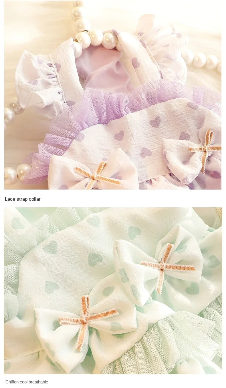 Dog clothes spring and summer thin cat princess skirt tutu skirt suspender lolita small dog teddy pet