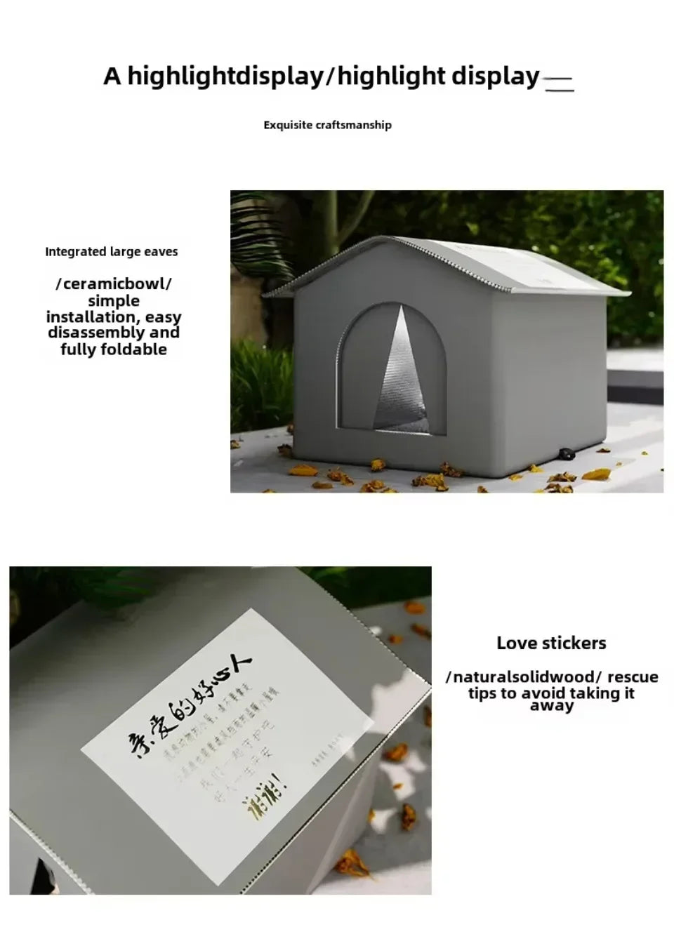 Cat Nest Waterproof Stray Cat House Outdoor Feral Large Capacity Pet Rainproof Moisture Large Winter Warm Love Stray Cat Nest
