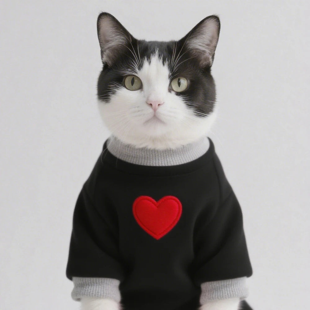 Medium Cat Sweater for Taddy Yorkshire Winter Warm Small Dog Hoodie Love Medium Thickened Cute Puppy Bipedal Clothes Accessories